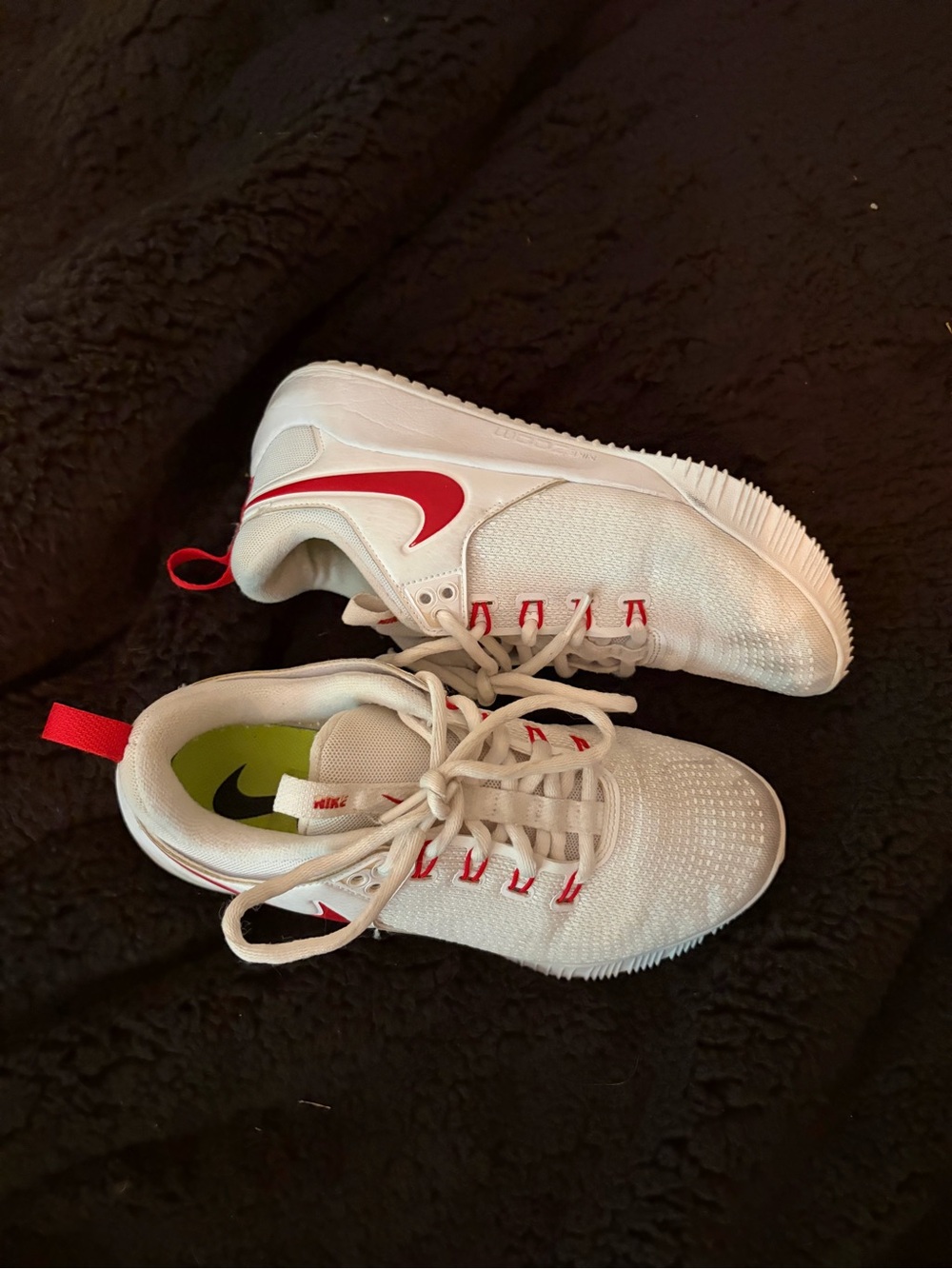 Nike White Athletic Shoes with Red Swoosh - Picture 2 of 6